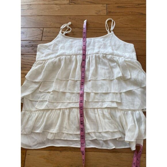 Who What Wear women's ivory Tiered Ruffle Sleeveless Spaghetti Strap top Small - Picture 5 of 8